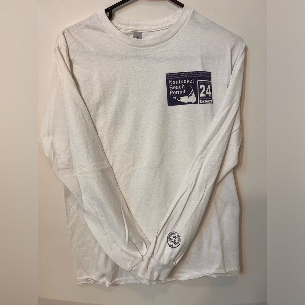 White Nantucket Beach Permit Long Sleeve Shirt